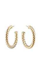 Sculpted Cable Hoop Earrings, 18k Yellow Gold
